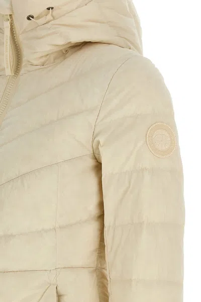 Canada Goose Quilted Down Coat With Hood And Fitted Silhouette In Neutral