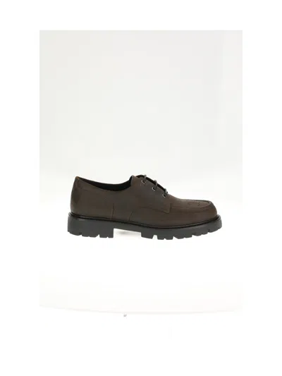 Celine Margaret Derby Loafer In Waxed Suede Calfskin In Brown