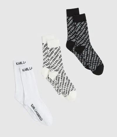 Karl Lagerfeld All-over Logo Socks – 3 Pack In Multi