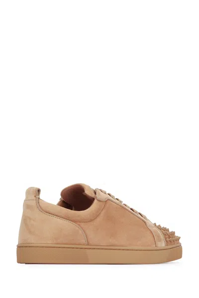 Christian Louboutin Louis Junior Grosgrain-trimmed Suede Sneakers In Brown