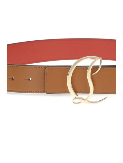 Christian Louboutin Women Logo Belt In Brown