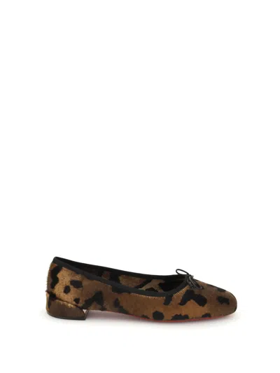Christian Louboutin Sweetie Jane Leopard-print Calf Hair Ballet Flats In Brown