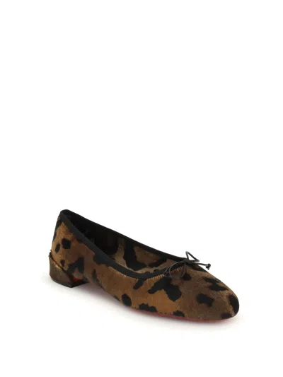 Christian Louboutin Sweetie Jane Leopard-print Calf Hair Ballet Flats In Brown