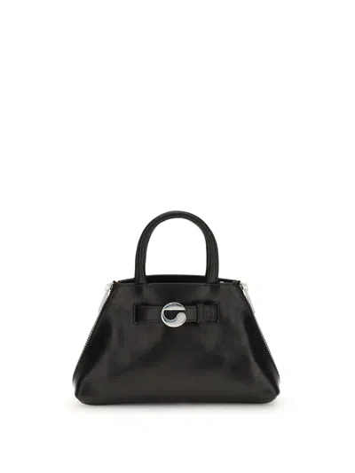 Coperni Structured Shoulder Bag Circular Clasp In Black