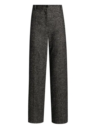 Dolce & Gabbana Herringbone-pattern Trousers In Gray