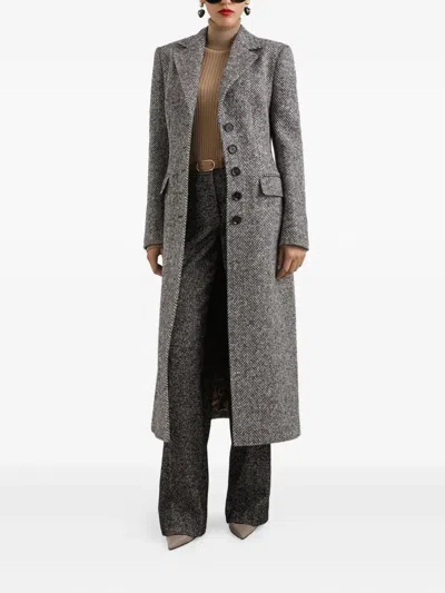 Dolce & Gabbana Herringbone-pattern Trousers In Gray
