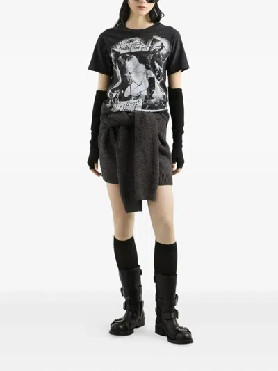 Dolce & Gabbana Graphic Print Cotton T-shirt With Ribbed Neck In Black