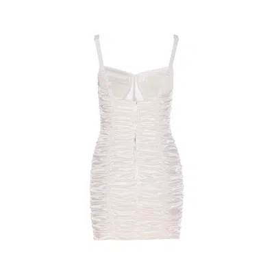 Dolce & Gabbana Women Draped Satin Mini Dress In White