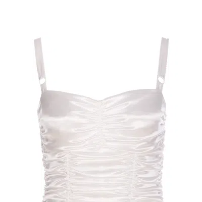 Dolce & Gabbana Women Draped Satin Mini Dress In White