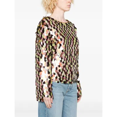 Dries Van Noten Connu Paillette Long Sleeve Top In Multi