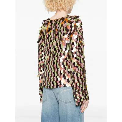 Dries Van Noten Connu Paillette Long Sleeve Top In Multi
