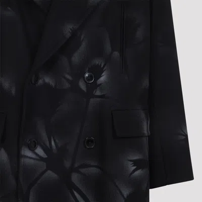 Dries Van Noten Oversized Double-breasted Coat With Peonia Print In Black
