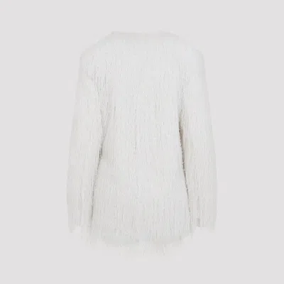 Dries Van Noten Textured Wrap Jacket With Fringed Surface In White
