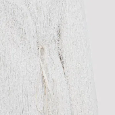 Dries Van Noten Textured Wrap Jacket With Fringed Surface In White