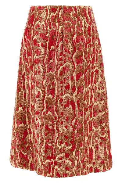Dries Van Noten A-line Silhouette Animal Print Skirt In Red