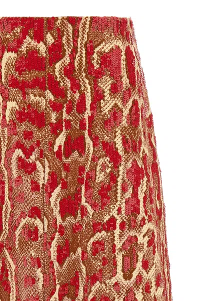 Dries Van Noten A-line Silhouette Animal Print Skirt In Red