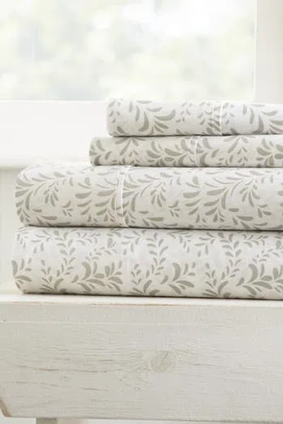 Homespun Home Spun Home Spun Premium Ultra Burst Of Vines Pattern 4-piece California King Bed Sheet  In Neutral