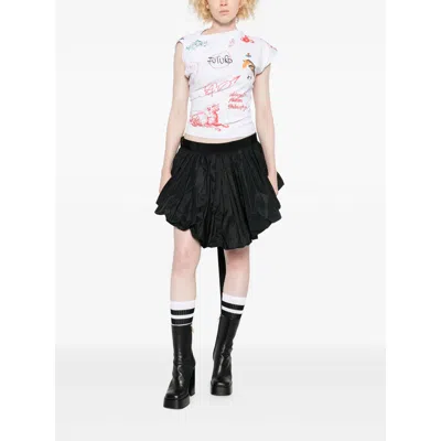 Dsquared2 High Waist Ruffled Skirt Bow Detail In Black