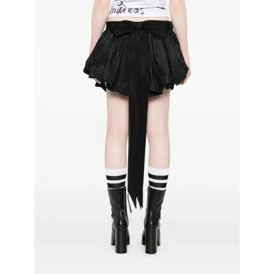 Dsquared2 High Waist Ruffled Skirt Bow Detail In Black