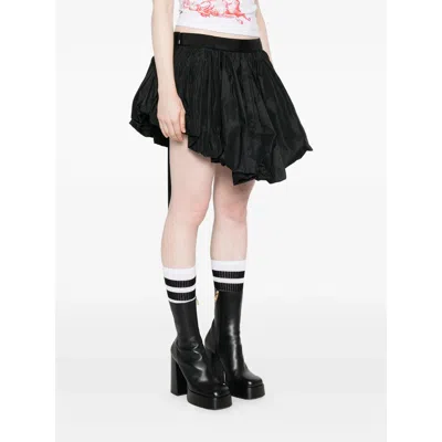 Dsquared2 High Waist Ruffled Skirt Bow Detail In Black