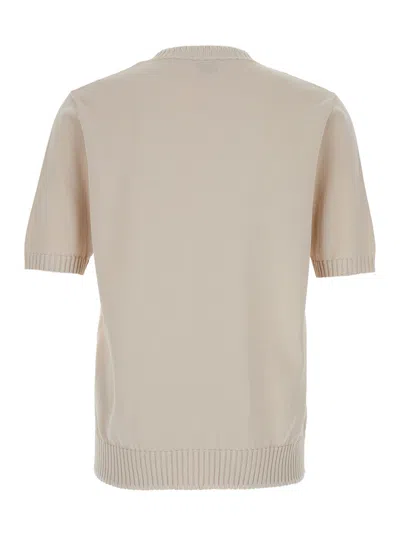 Eleventy Men Grey Crewneck T-shirt With Ribbed Trims In Cotton Woman In Neutral