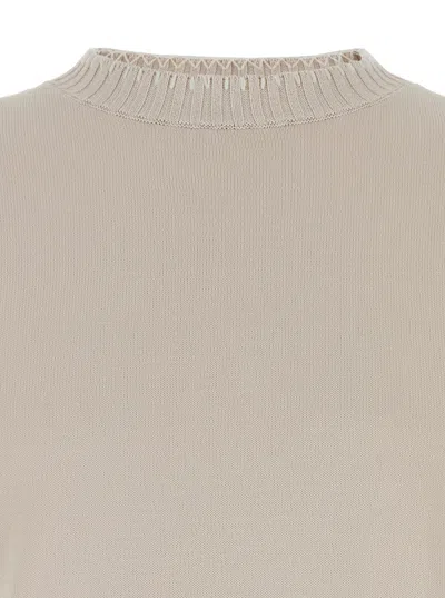 Eleventy Men Grey Crewneck T-shirt With Ribbed Trims In Cotton Woman In Neutral