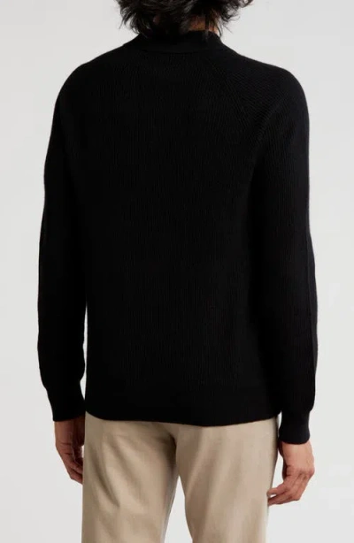 Amicale Rib Cashmere Polo Sweater In Black