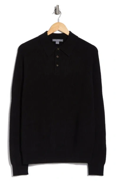 Amicale Rib Cashmere Polo Sweater In Black