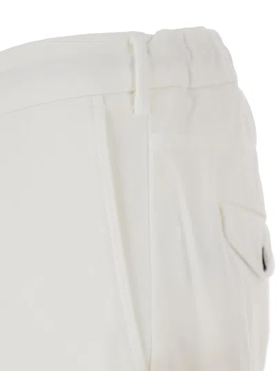 Eleventy Men White Pants With Elastic Drawstring Waist And Tapered Leg In Cotton Blend Stretch Woman In White