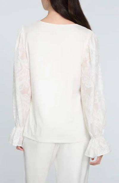 Elie Tahari The Mavea Mixed Media Top In White