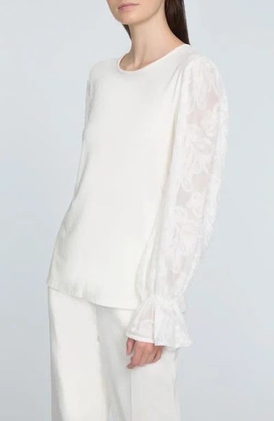Elie Tahari The Mavea Mixed Media Top In White
