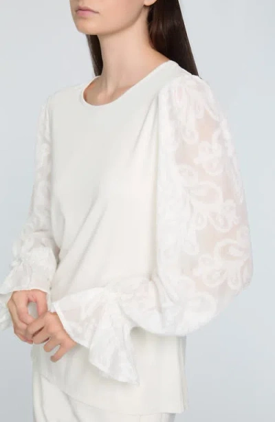 Elie Tahari The Mavea Mixed Media Top In White