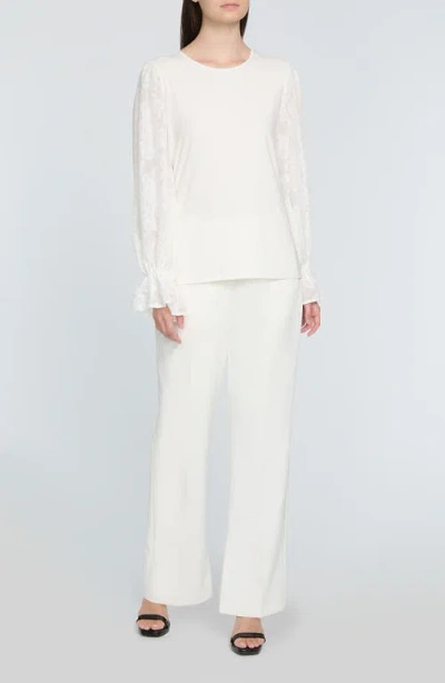 Elie Tahari The Mavea Mixed Media Top In White
