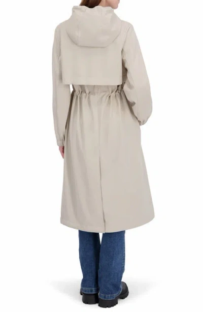 Tahari Amelia Long Raincoat In Neutral