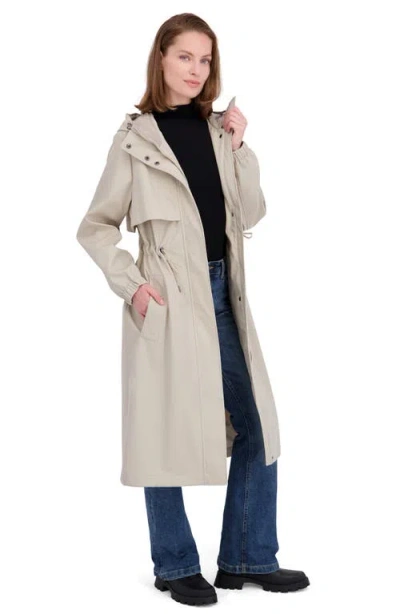Tahari Amelia Long Raincoat In Neutral