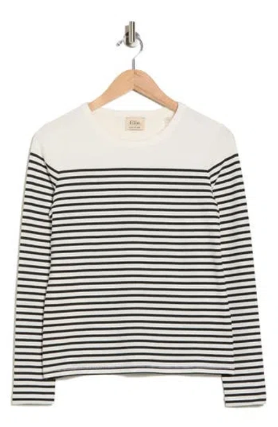 Elie Elie Tahari Stripe Long Sleeve Knit Top In Multi