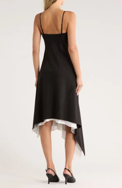 Helmut Lang Asymmetric Scarf Hem Virgin Wool Dress In Black