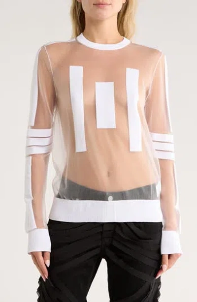 Helmut Lang Astro Sheer Mesh Sweater In White