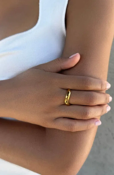 Adornia Tarnish Resistant 18k Gold Plated Curved Band In Gold