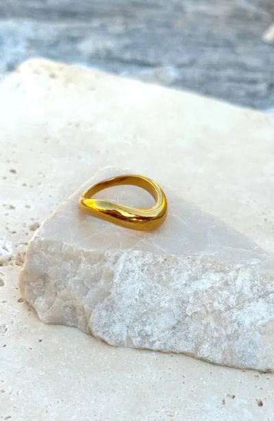 Adornia Tarnish Resistant 18k Gold Plated Curved Band In Gold