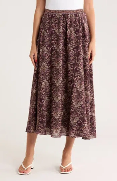 Max Studio Pocket A-line Midi Skirt In Burgundy