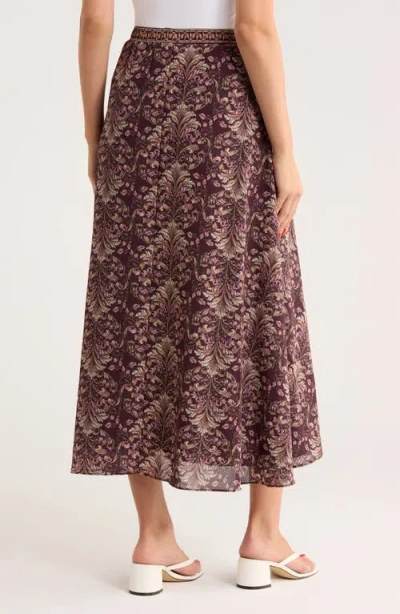 Max Studio Pocket A-line Midi Skirt In Burgundy