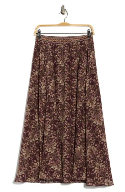 Max Studio Pocket A-line Midi Skirt In Burgundy