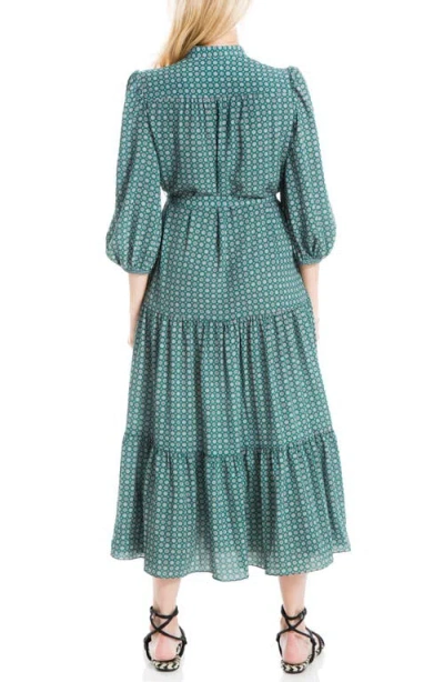 Max Studio Crepe 3/4 Sleeve Button Front Maxi Dress In Multi