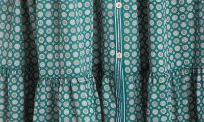 Max Studio Crepe 3/4 Sleeve Button Front Maxi Dress In Multi