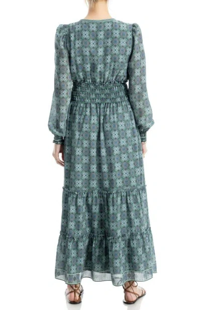 Max Studio Long Sleeve Tiered Maxi Dress In Multi