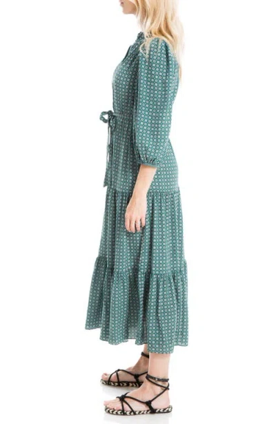 Max Studio Crepe 3/4 Sleeve Button Front Maxi Dress In Multi