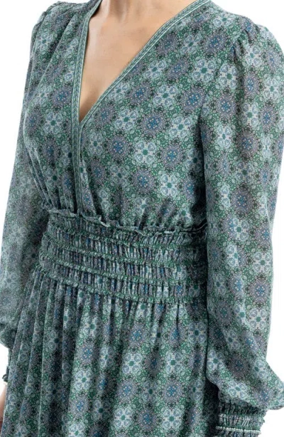 Max Studio Long Sleeve Tiered Maxi Dress In Multi