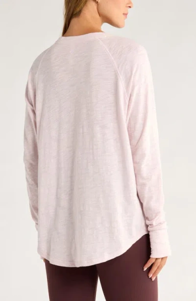 Zella Relaxed Washed 2.0 Long Sleeve Slub Tee In Pink