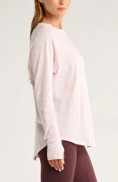Zella Relaxed Washed 2.0 Long Sleeve Slub Tee In Pink